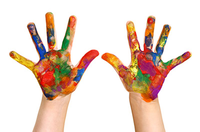 Colored Hands of Children